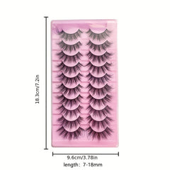 10 Pairs Faux Mink Hair False Eyelashes 3D Realistic Thick for Parties