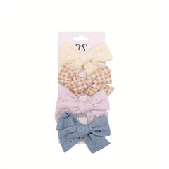 4pcs Floral Bow Hair Clip Ponytail Clip for Baby Girls
