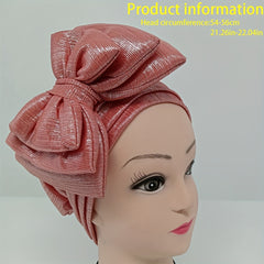 Three Layer Bow Turban Cap Sparkly Bandana Head Wrap Women Vintage Lightweight