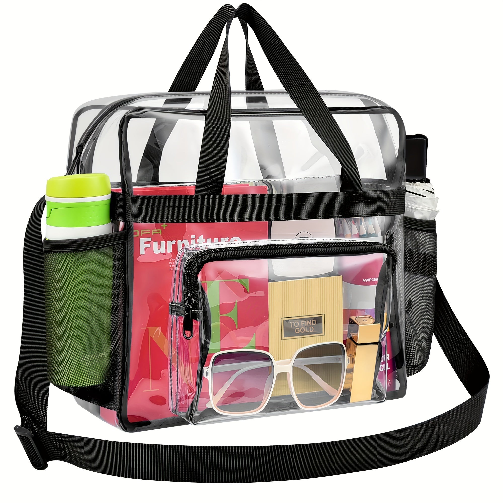 Clear Sports Bag for Work Travel Stadium Storage Handbag