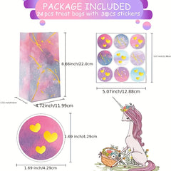 12pcs Pink Princess & Mermaid Unicorn Party Favor Bags for Girls