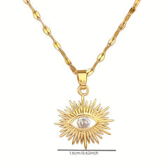 Artificial Gems Evil Eye Necklace Stainless Steel Jewelry