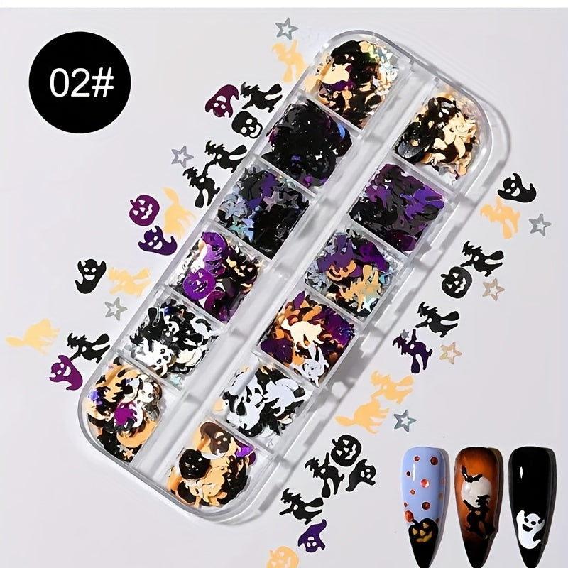 Halloween Nail Art Glitter Sequins 3D Holographic Confetti Manicure DIY