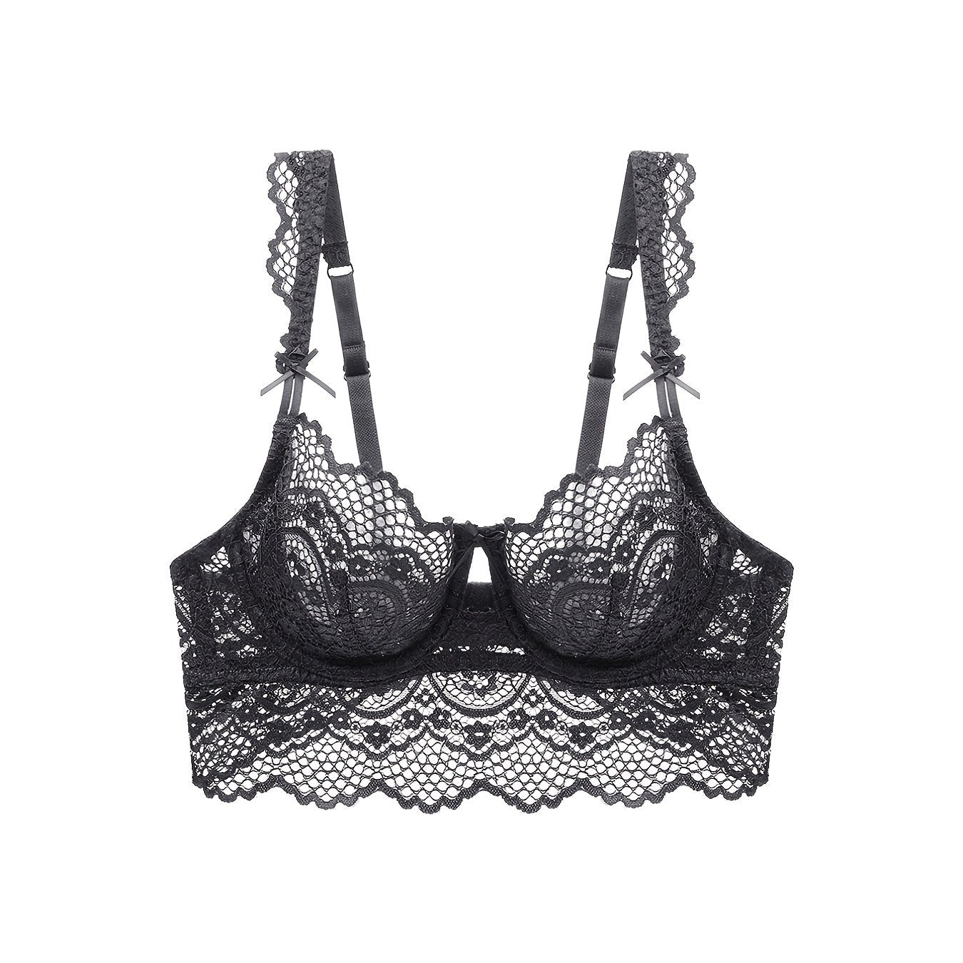 Soft Lace Mesh Everyday Bras Comfortable & Bow Thin Cup Intimates Bra