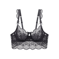 Soft Lace Mesh Everyday Bras Comfortable & Bow Thin Cup Intimates Bra