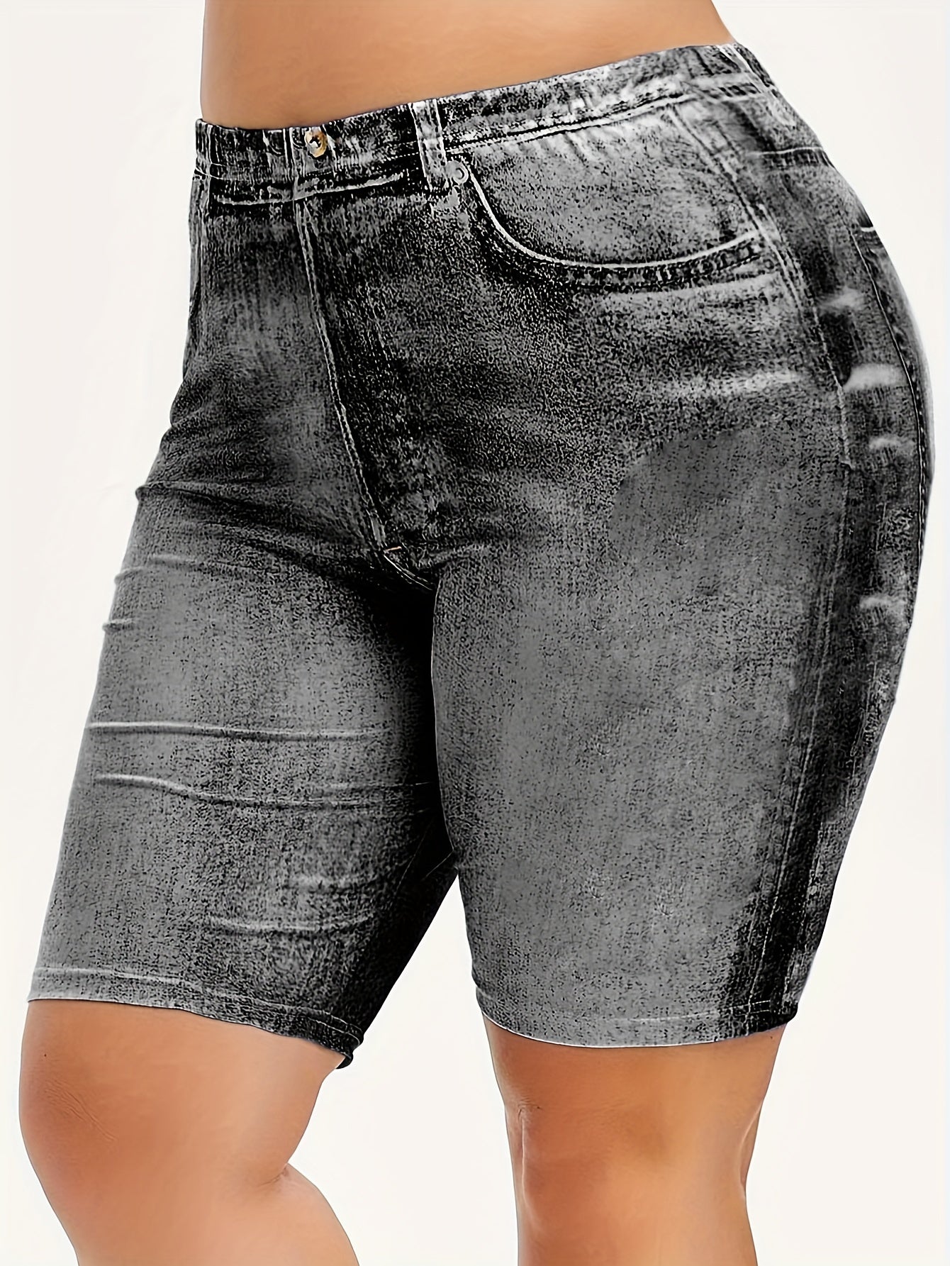 Gradient Denim Yoga Sports Shorts For Women