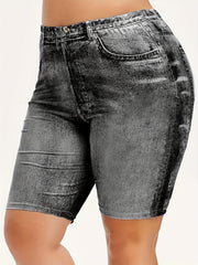 Gradient Denim Yoga Sports Shorts For Women