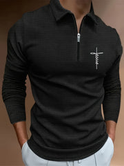 Men's Waffle Pattern Long Sleeve Shirt