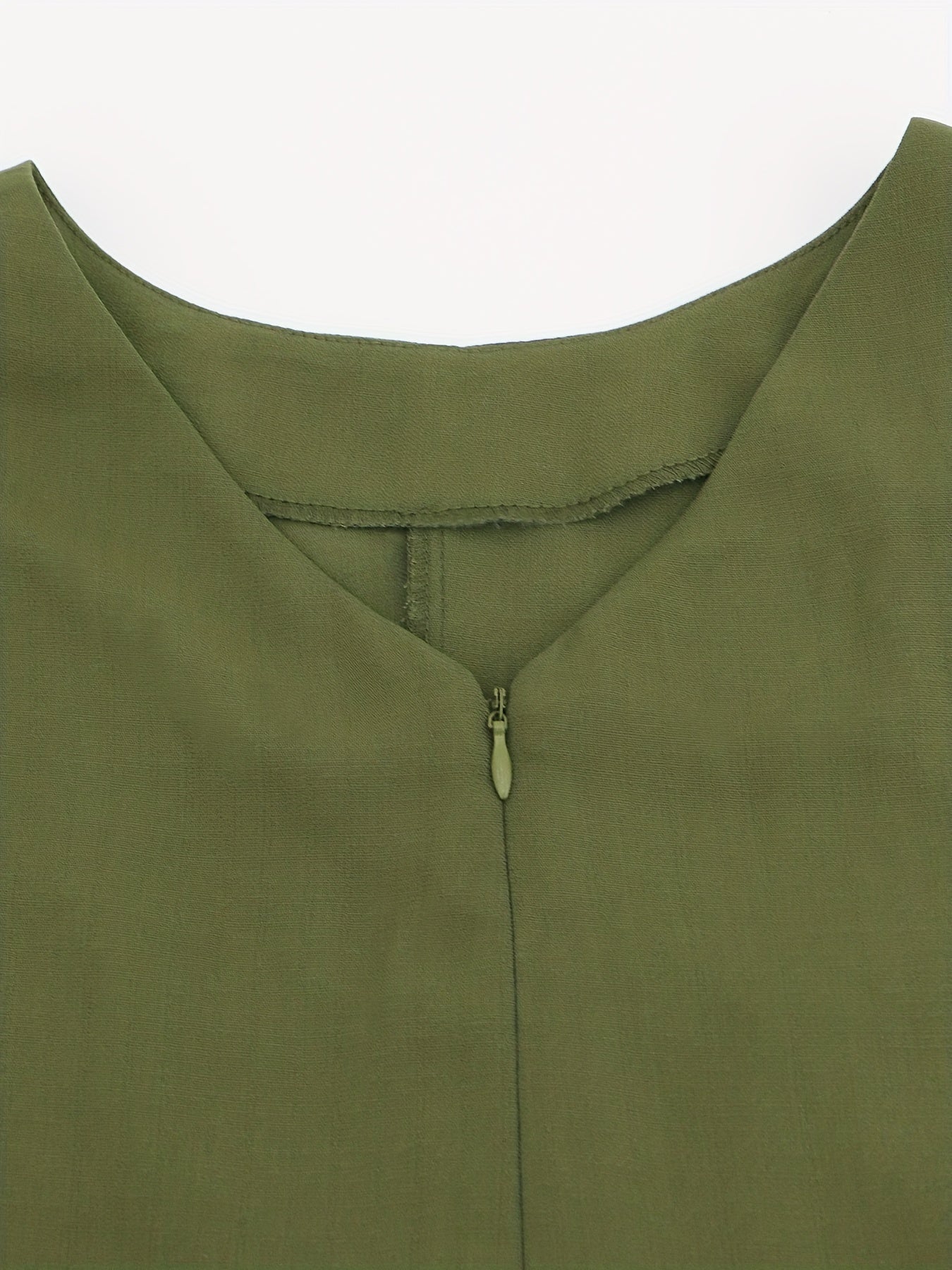 Solid Romper Casual Short Sleeve Knotted Zipper Romper