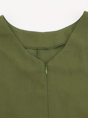 Solid Romper Casual Short Sleeve Knotted Zipper Romper