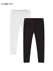 2pcs Girls Stretch Soft Leggings Solid Pants Kids Spring Summer Clothes