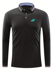 Men's Long Sleeve Golf Shirt Breathable Chukker Collared Business Casual