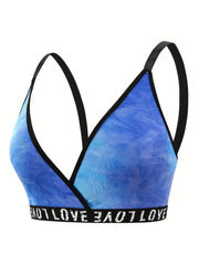 Tie Dye Letter Tape Bra & Underwear Set
