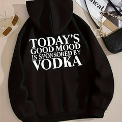 Vodka Print Zip Up Hoodie Casual Hooded Sweatshirt