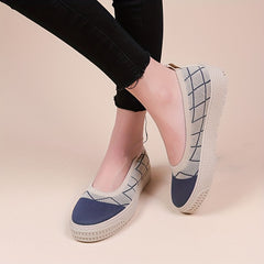 Women's Geometric Platform Loafers Slip On Shoes Comfortable Flat Shoes