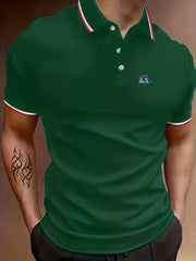 Men's Whale Graphic Polo Shirt Casual Lapel Button Up