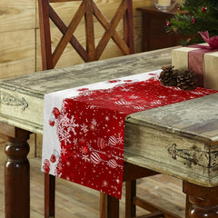 Linen Table Runner Merry Christmas Snowman Pattern Table Cover