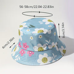 Flower Print Bucket Hat Lightweight Sunscreen Fisherman Cap