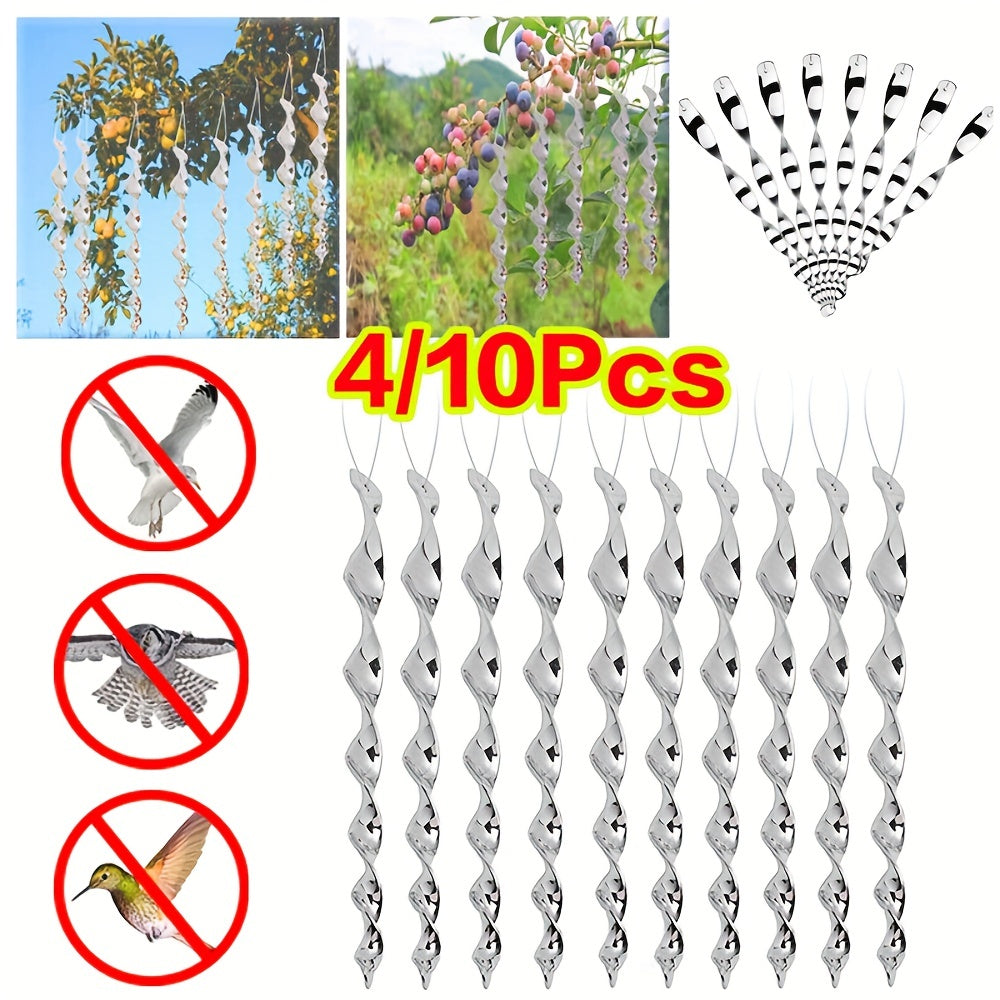 10pcs Outdoor Spiral Reflective Bird Repeller Stick Garden Fruit Tree