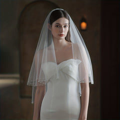 Bridal Head Veil With Comb Double Layer Wedding Hair Accessories