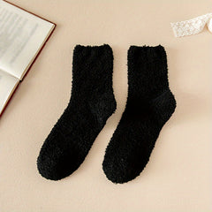 3 Pairs Warm Fuzzy Socks Soft Mid Tube Stockings