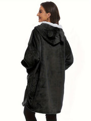 Plush Hooded Robe & Warm Long Sleeve Robe With Pockets