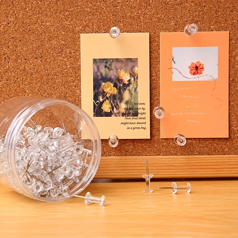 60pcs Transparent Plastic Push Pins for Walls Cork Boards Maps