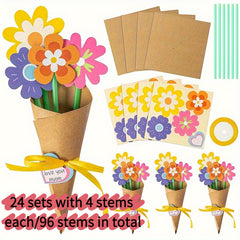 24pcs Paper Sunflowers Bouquet Craft Kit DIY Thanksgiving Craft