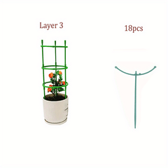Plant Climbing Vine Support Frame Set with Rings, Rods - 6/12/18pcs