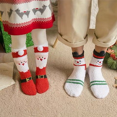 3 Pairs Christmas Fuzzy Socks Winter Warm Velvet Crew Socks