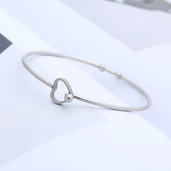 Heart Stainless Steel Wire Bracelet Opening Adjustable DIY Jewelry
