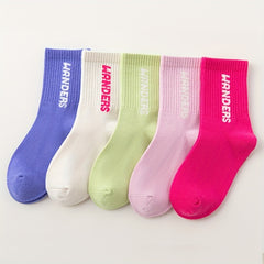 5 Pairs Girls Colorful Crew Socks Soft Skin Friendly Thick Sports S