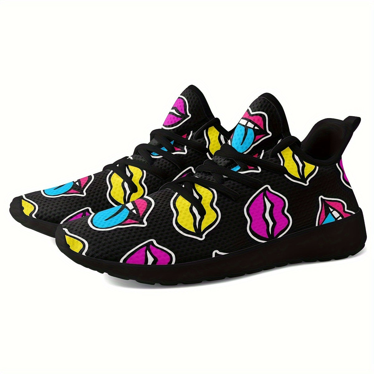 Women's Lip Graphic Lace-up Athletic Running Shoes