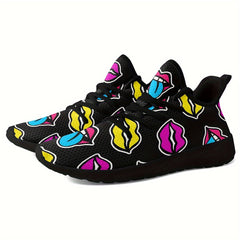 Women's Lip Graphic Lace-up Athletic Running Shoes