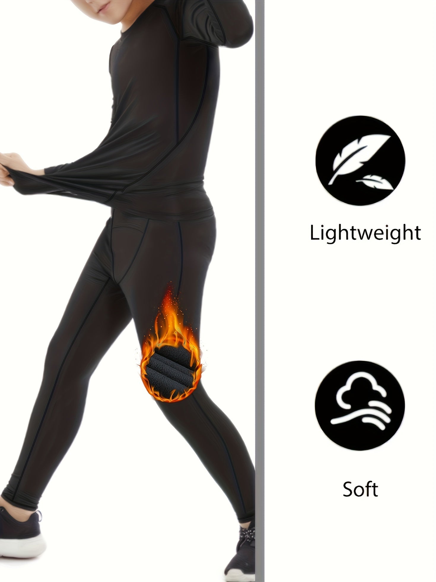 Youth Boys Thermal Underwear Set Fleece Lined Compression Shirt & Leggings