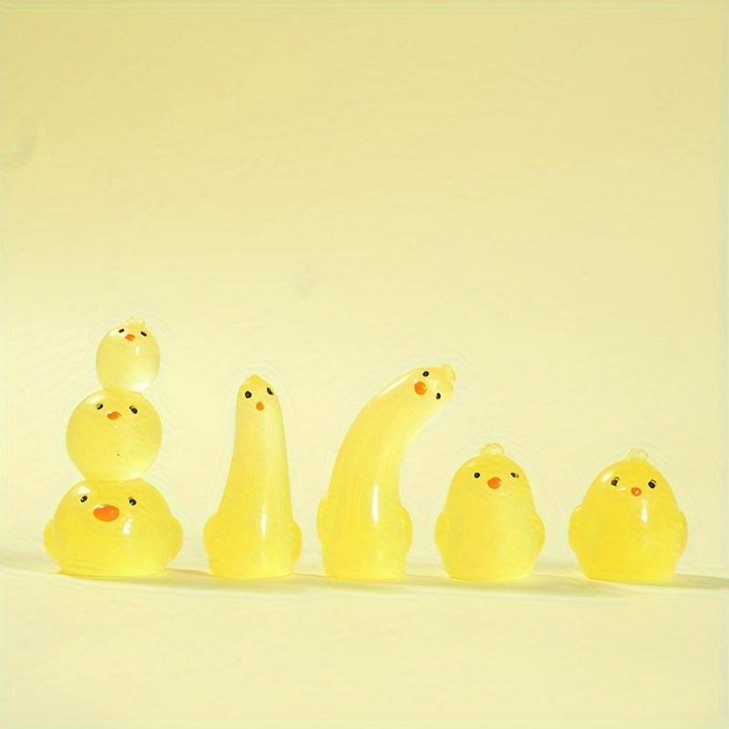 5pcs Luminous Chicken Decoration Resin Micro Landscape Ornament DIY Funny