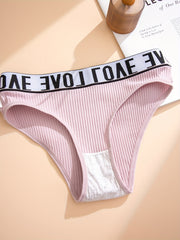 7pcs Letter Print Briefs Ribbed Intimates Panties
