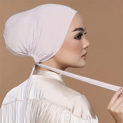 Solid Turban Elastic Headscarf Lace up Underscarf Women Hijab