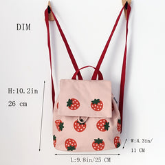 Strawberry Canvas Small Backpack Lightweight for Boys Girls