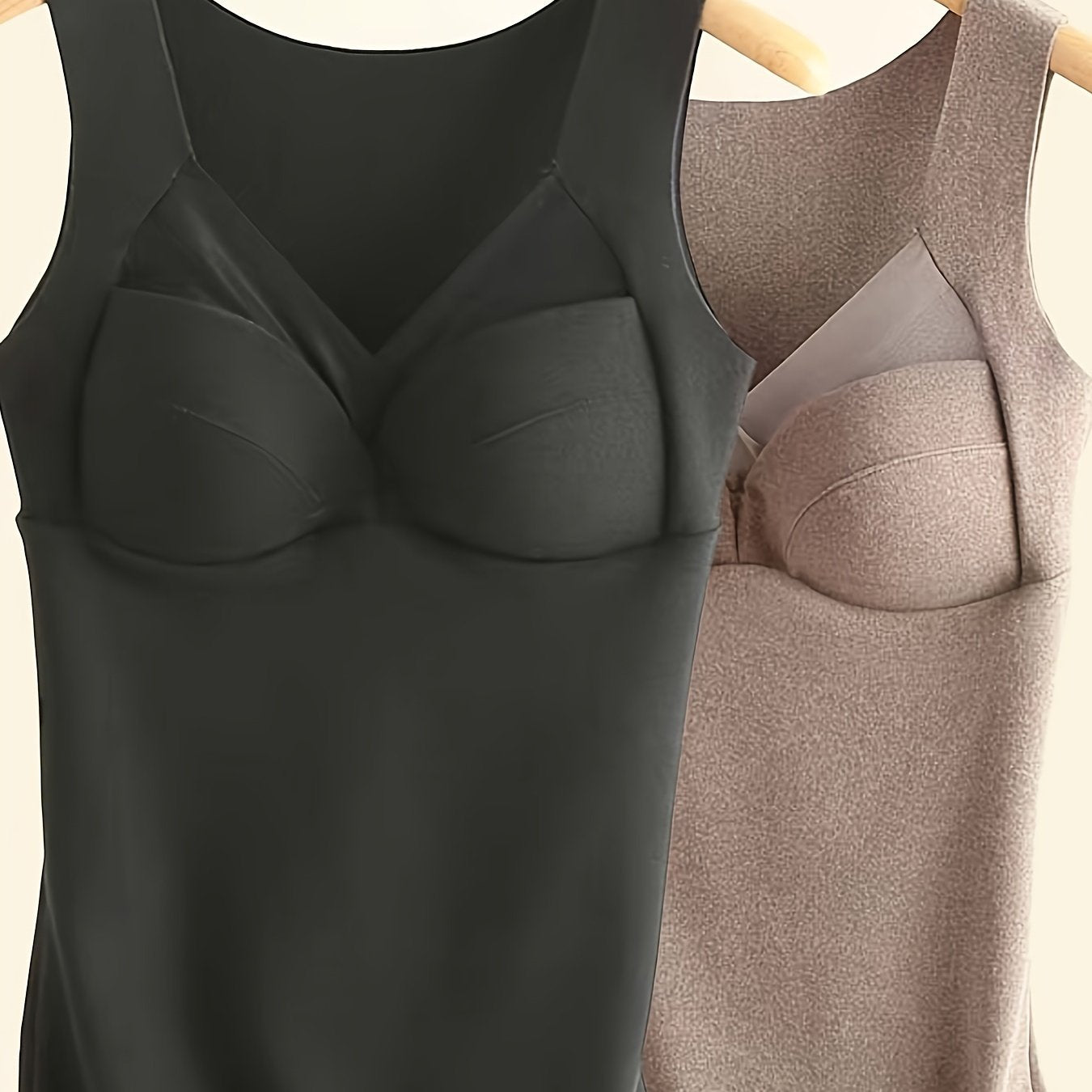 2pcs Mesh Thermal Tops Sleeveless V Neck Women's Lingerie