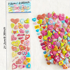 3D Love Heart Shape Stickers for Kids - Pack of 12