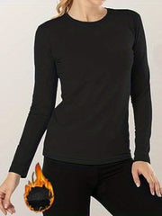 Women's Solid Warm Long Sleeve Shirt Base Layer Soft Top