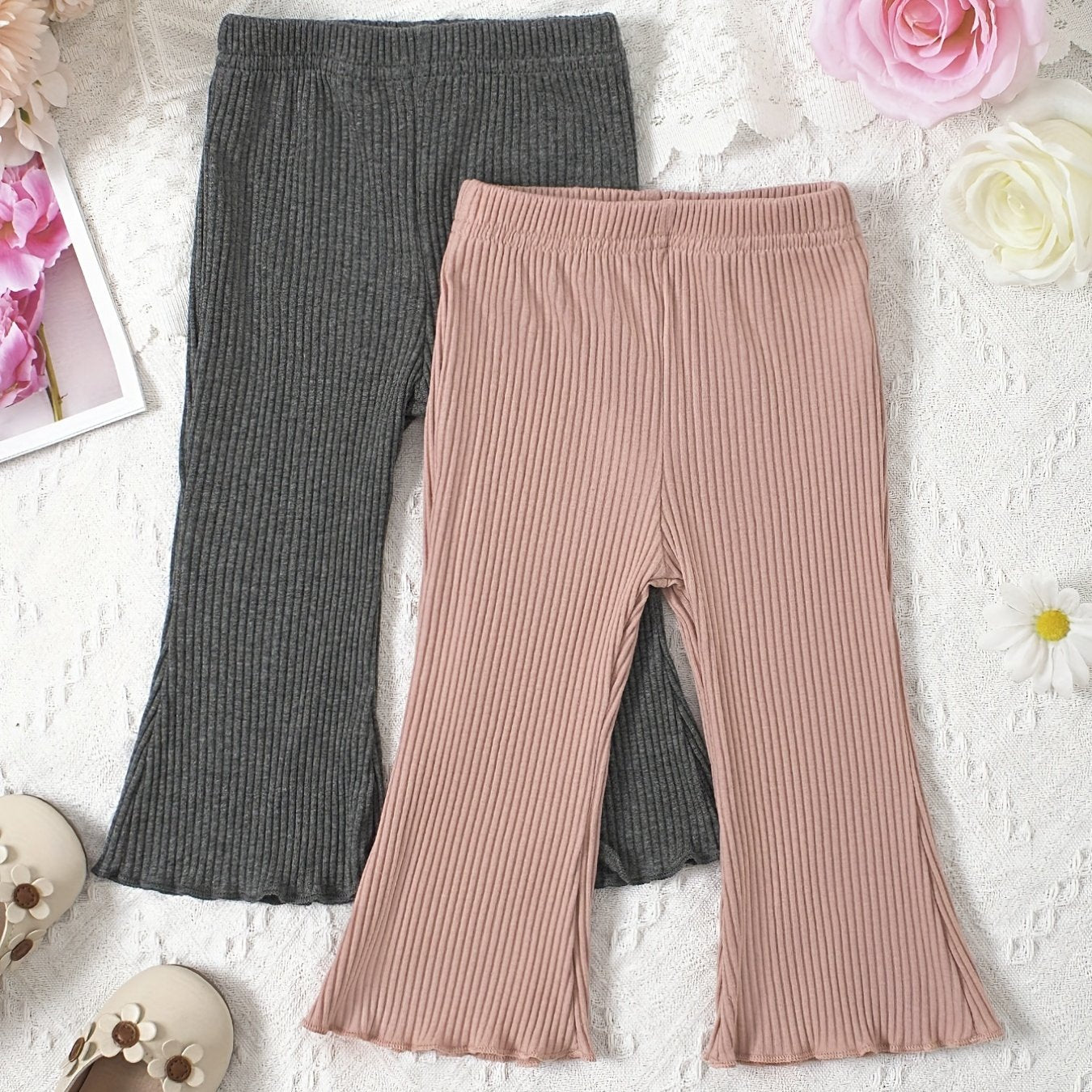 Ruffle Trim Flared Pants 2pcs Set