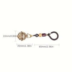 Vintage Brass Lion Head Bell Keychain Men's Women's Gift Pendant