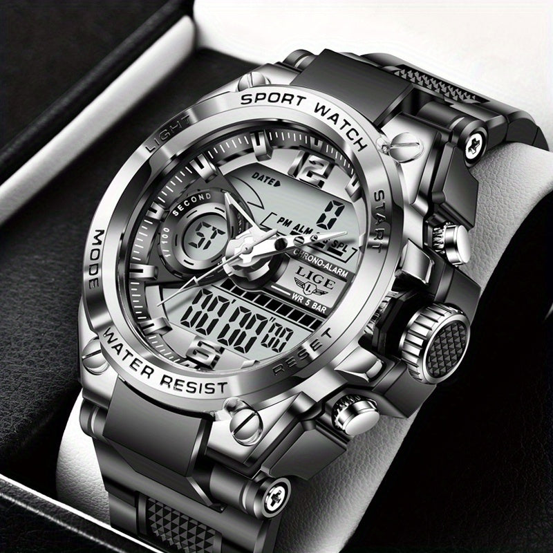 LIGE Boy's Digital Military Watch 50m Waterproof LED Quartz Student Sport Watch