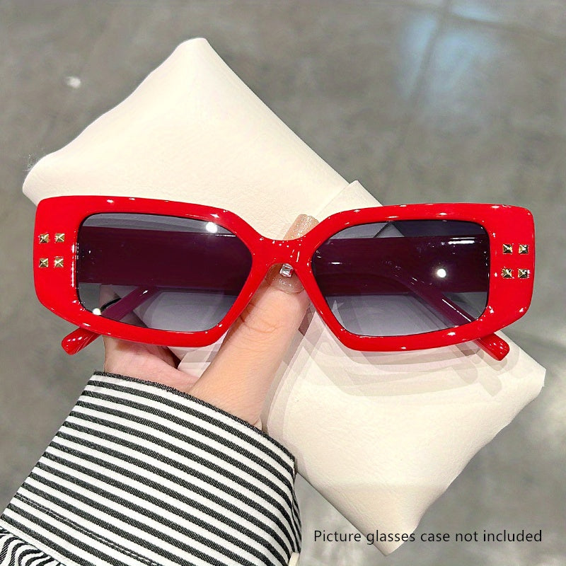 Y2K Square Cat Eye Sunglasses Rivet UV400 Sun Shades