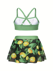 3pcs Girls Trim Bikini Tankini Swimsuit Beach Clothes Bathing Suits