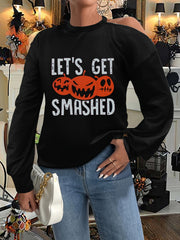 Pumpkin Graphic & Letter Print Sweatshirt for Halloween