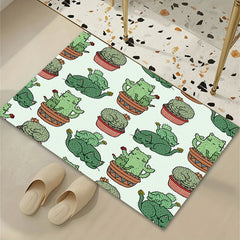 Cactus Pattern Rug Small Potted Plant Print Carpet Machine Washable Mat