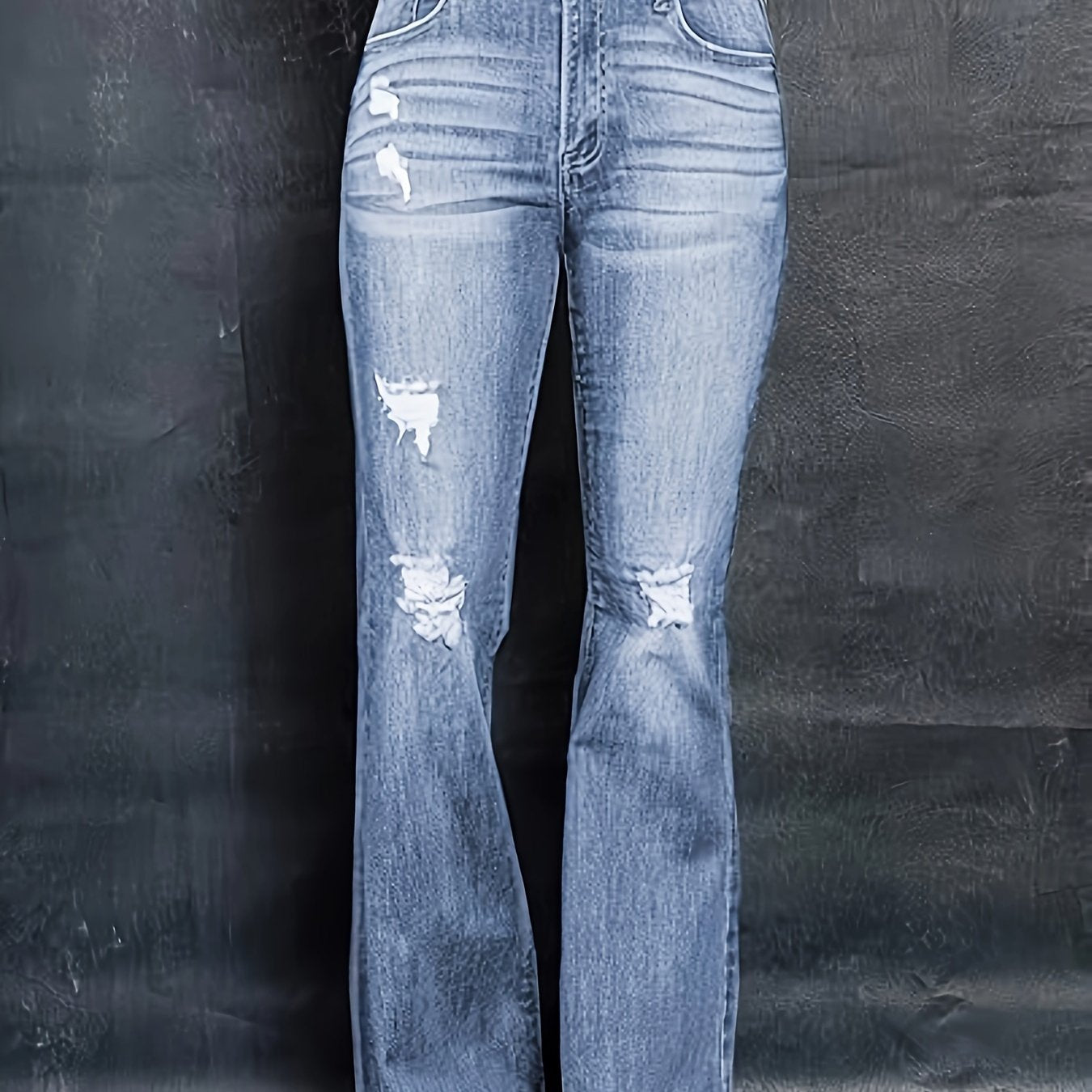 Women's Plus Washed Ripped High Rise Flared Leg Jeans